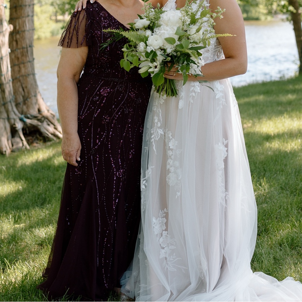 Adrianna Papell Platinum Formal Dress Size 16 in Plum Color. - Picture 4 of 10